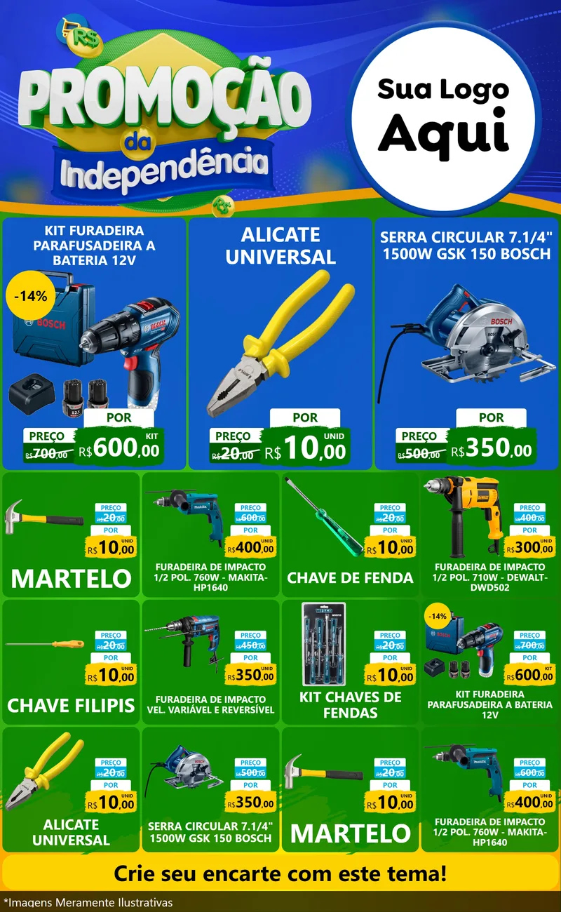 Modelo de Encarte para Encarte Grande com o tema Promoção da Independência para Maquinas e Ferramentas