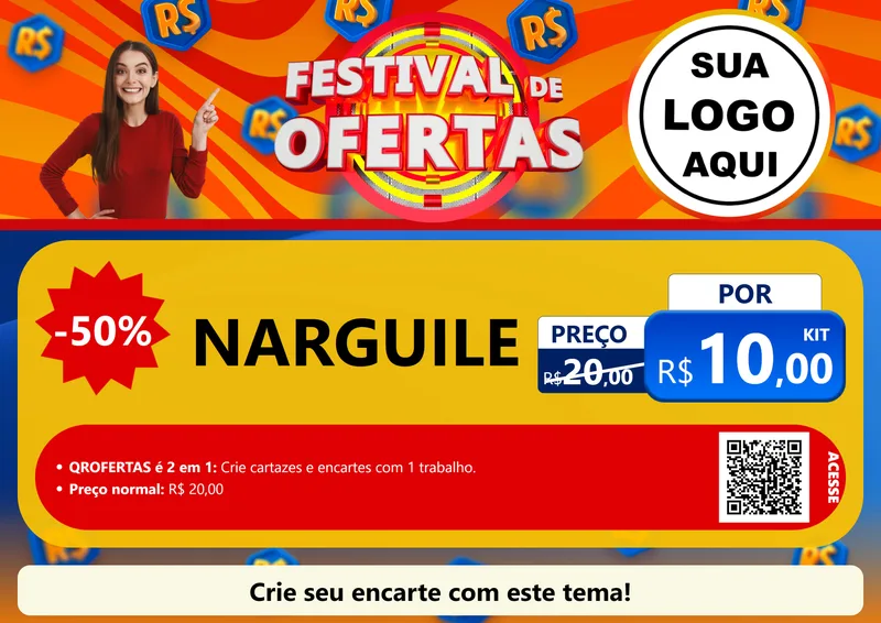 Modelo de Cartaz para Cartaz A4 Horizontal com o tema Festival de Ofertas para Tabacaria