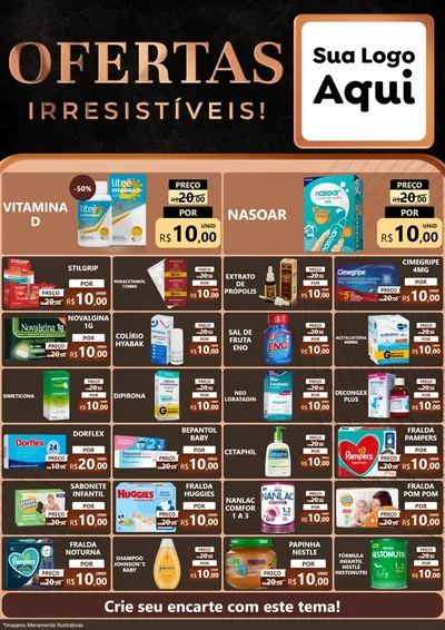 Modelo de Encarte para Encarte A4 Vertical com o tema Ofertas Irresistíveis! para Farmácia