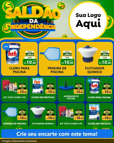 Modelo de Rede Social para Feed Instagram com o tema Saldão da Indepêndencia para Produtos para Piscina