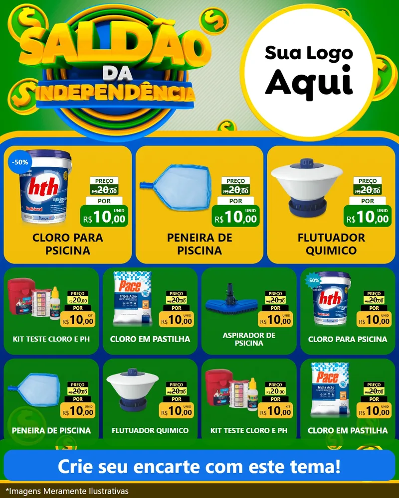 Modelo de Rede Social para Feed Instagram com o tema Saldão da Indepêndencia para Produtos para Piscina