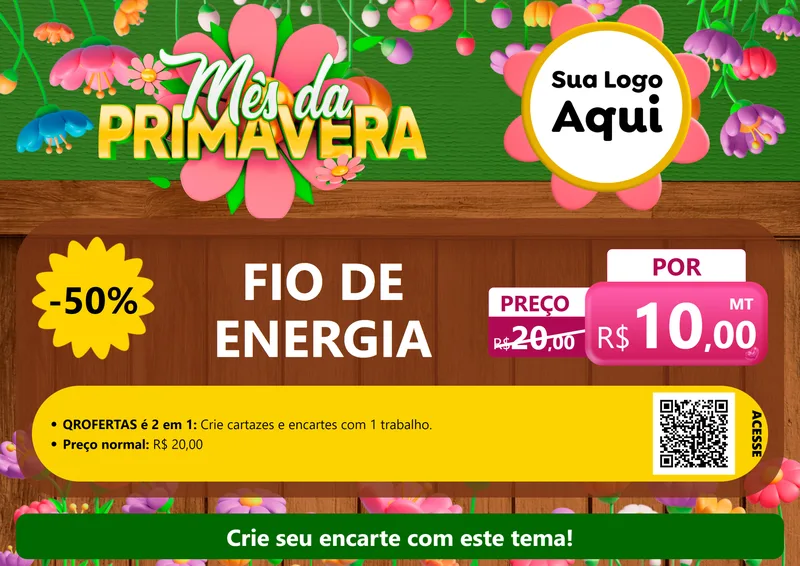 Modelo de Cartaz para Cartaz A4 Horizontal com o tema Mês da Primavera para Materiais Elétricos