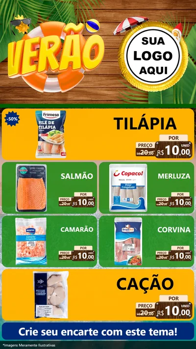 Modelo de TV para TV Vertical com o tema Verão para Peixaria