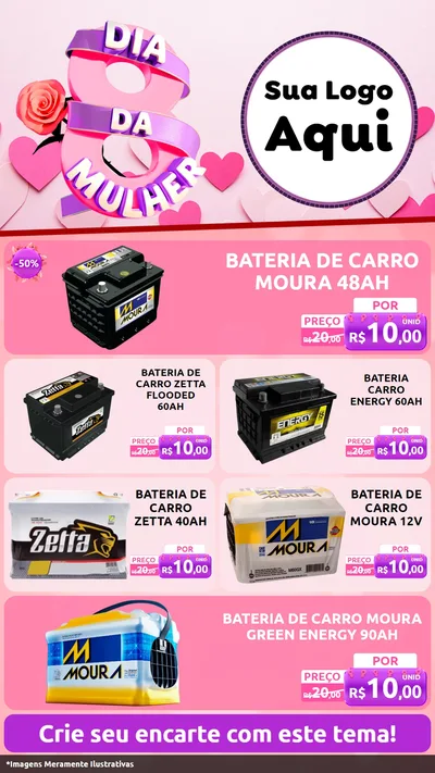 Modelo de TV para TV Vertical com o tema Dia da Mulher para Baterias Elétricas