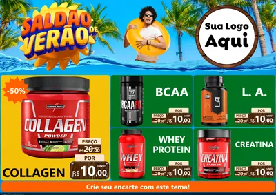 Modelo de Encarte para Encarte A4 Horizontal com o tema Saldão de Verão para Suplementos alimentares
