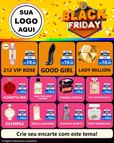 Modelo de Rede Social para Feed Instagram com o tema Black Friday para Perfumes