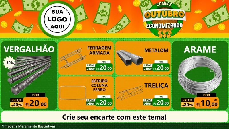 Modelo de TV para TV Horizontal com o tema Comece Outubro Economizando para Ferragens