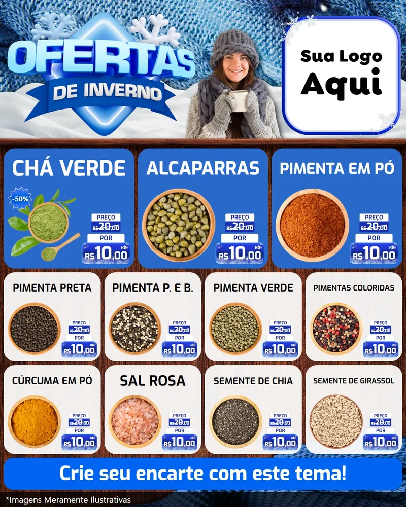 Modelo de Rede Social para Feed Instagram com o tema Ofertas de Inverno para Produtos Naturais