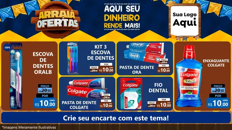 Modelo de TV para TV Horizontal com o tema Arraiá de Ofertas - Junina para Higiene Pessoal