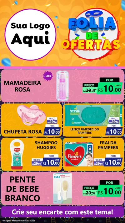 Modelo de TV para TV Vertical com o tema Folia de Ofertas para Bebês