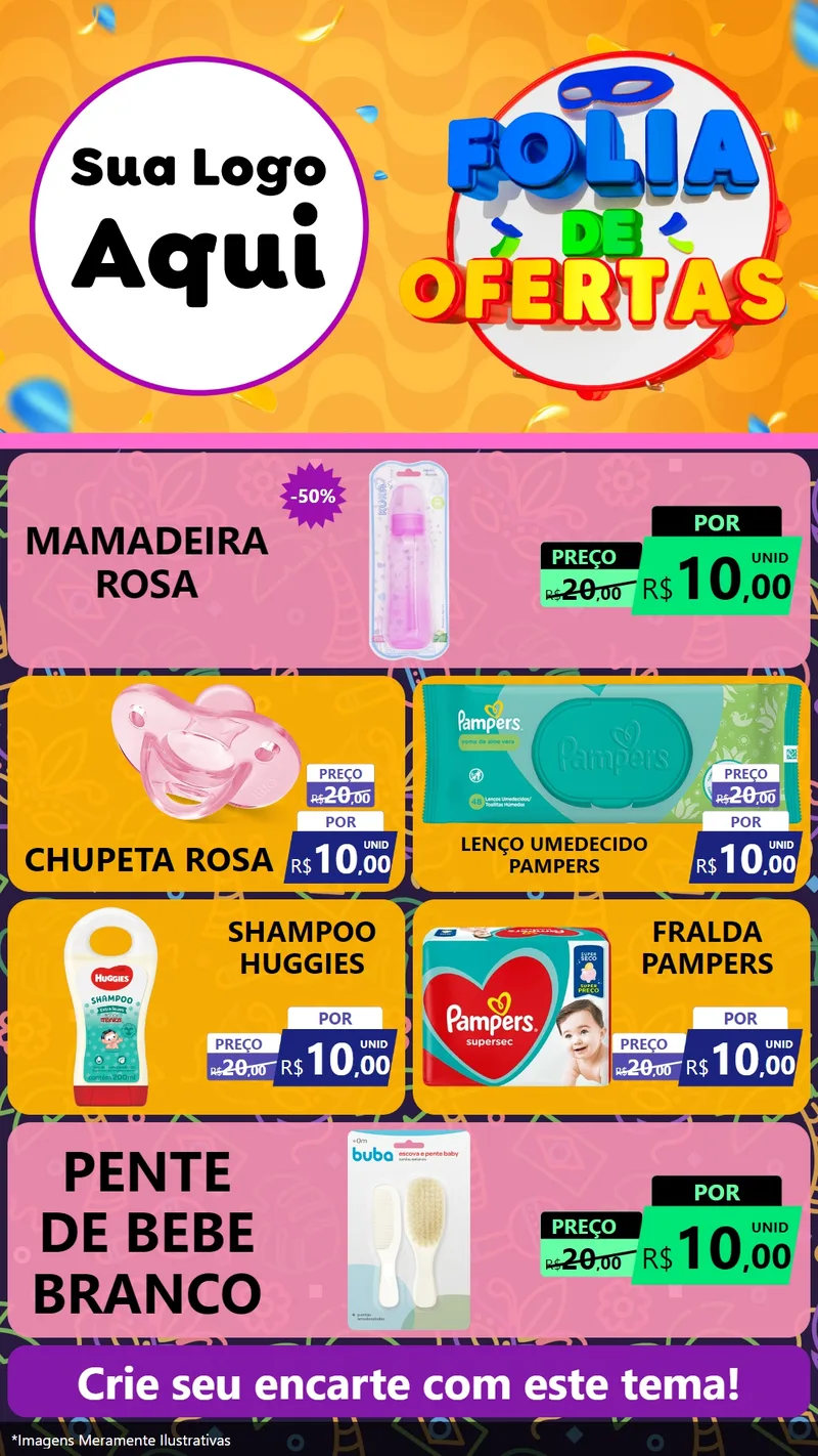 Modelo de TV para TV Vertical com o tema Folia de Ofertas para Bebês