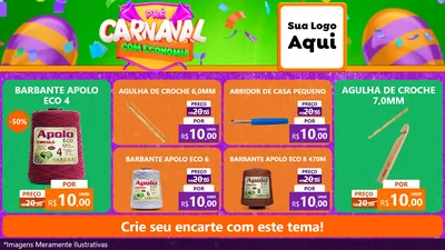 Modelo de TV para TV Horizontal com o tema Pré-Carnaval Com Economia para Armarinho e Aviamentos