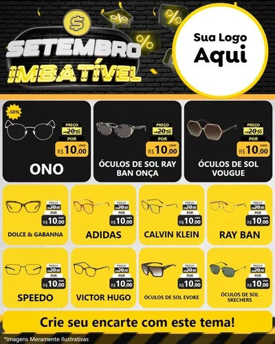 Modelo de Rede Social para Feed Instagram com o tema Setembro Imbatível para Óticas
