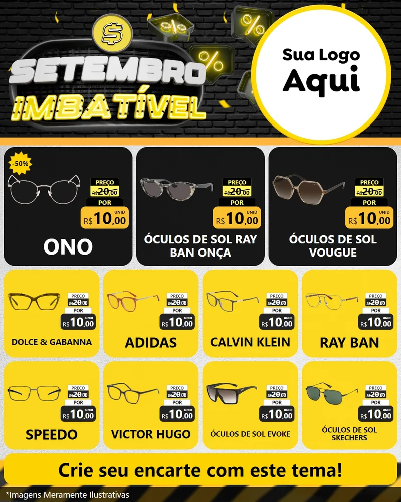 Modelo de Rede Social para Feed Instagram com o tema Setembro Imbatível para Óticas