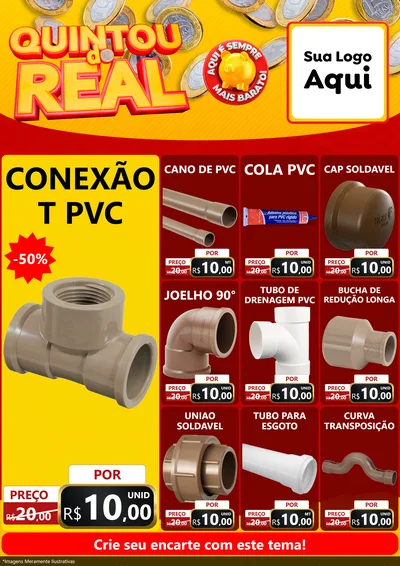 Modelo de Encarte para Encarte A4 Vertical com o tema Quintou do Real para Tubos e conexões