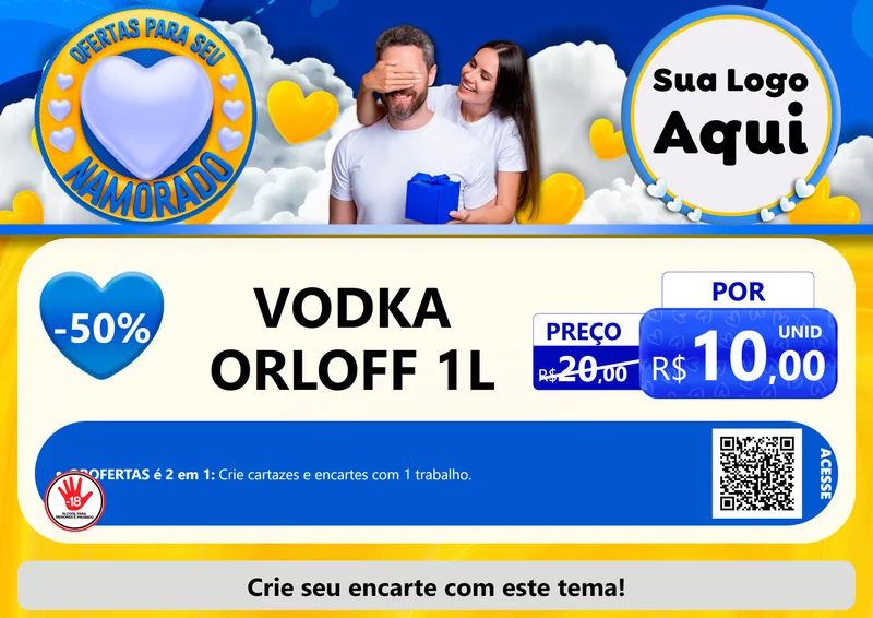 Modelo de Cartaz para Cartaz A4 Horizontal com o tema Ofertas Para Seu Namorado para Distribuidora de bebidas