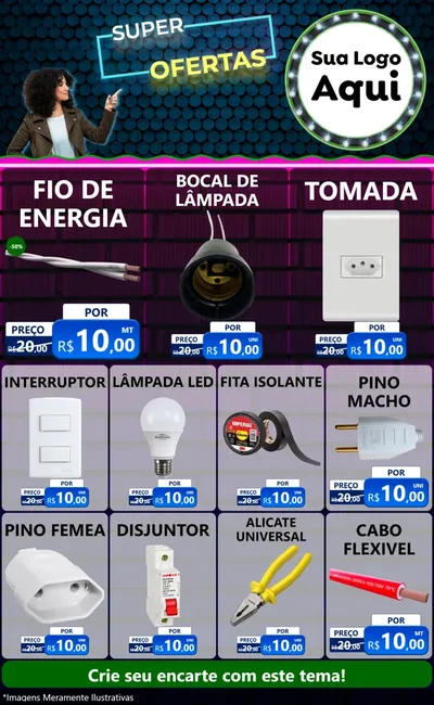 Modelo de Encarte para Encarte Grande com o tema Super Ofertas para Materiais Elétricos