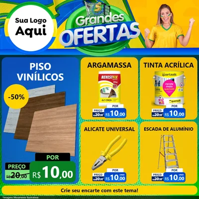 Modelo de Rede Social para Feed Facebook com o tema Grandes Ofertas para Material para Construção