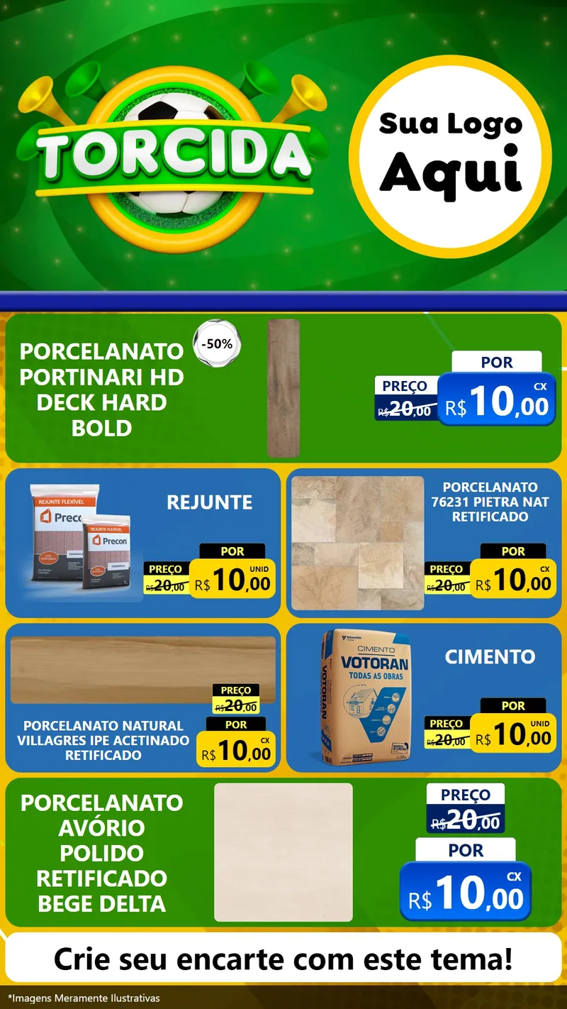 Modelo de TV para TV Vertical com o tema Torcida para Pisos e revestimentos