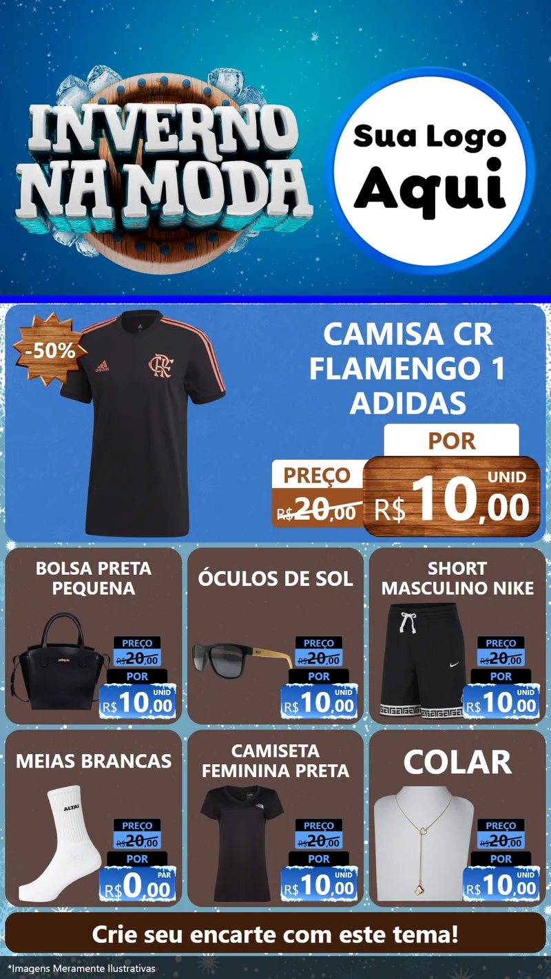 Modelo de Rede Social para Stories com o tema Inverno na Moda para Roupas e acessórios