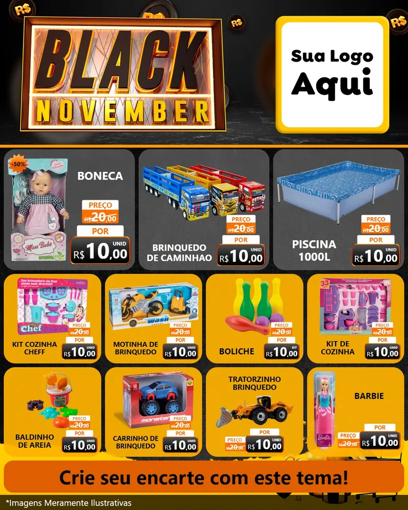 Modelo de Rede Social para Feed Instagram com o tema Black November para Brinquedos