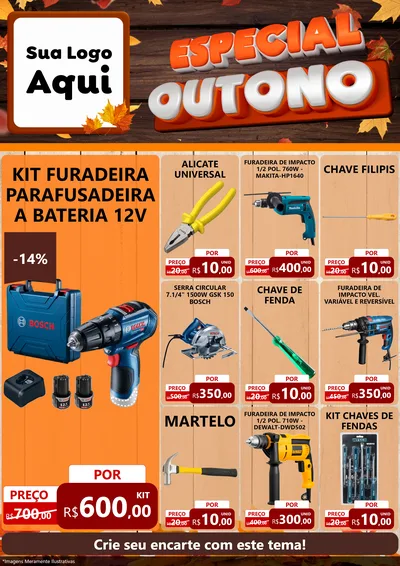 Modelo de Encarte para Encarte A4 Vertical com o tema Especial Outono para Maquinas e Ferramentas