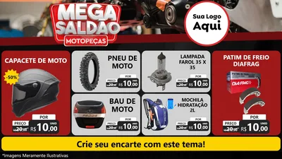 Modelo de TV para TV Horizontal com o tema Mega Saldão - Motopeças para Moto peças