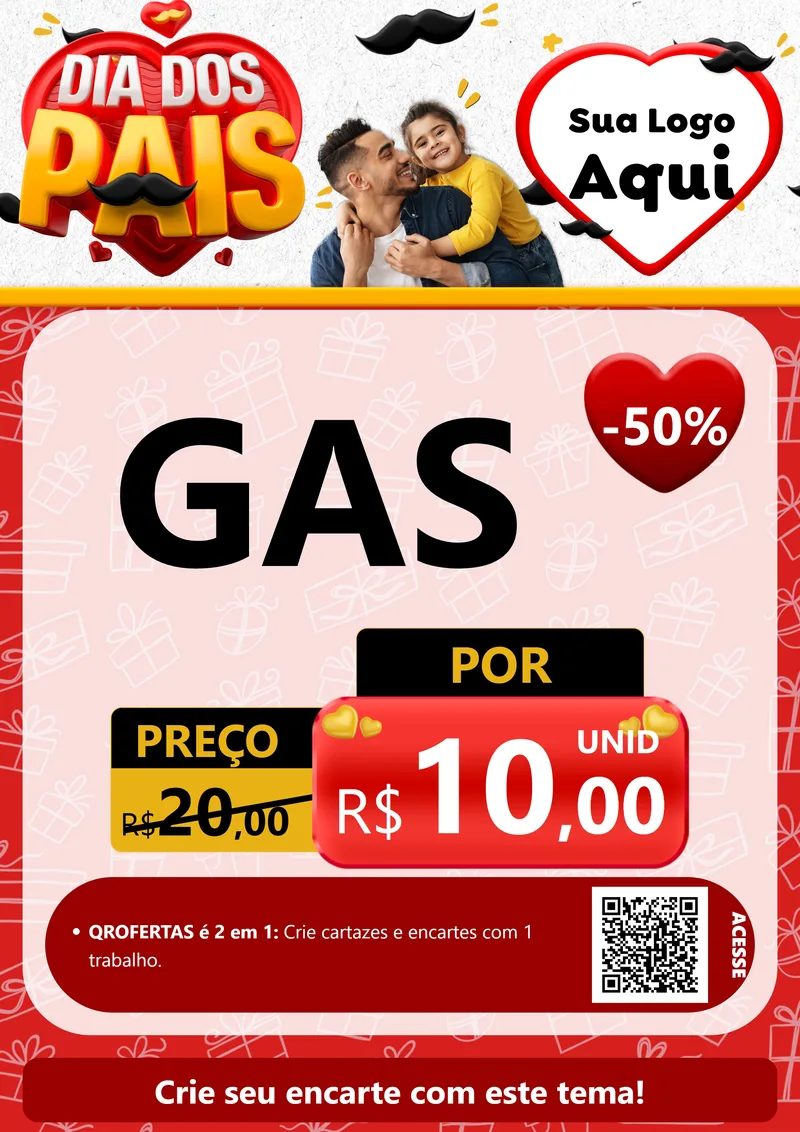 Modelo de Cartaz para Cartaz A4 Vertical com o tema Dia dos Pais para Água e gás