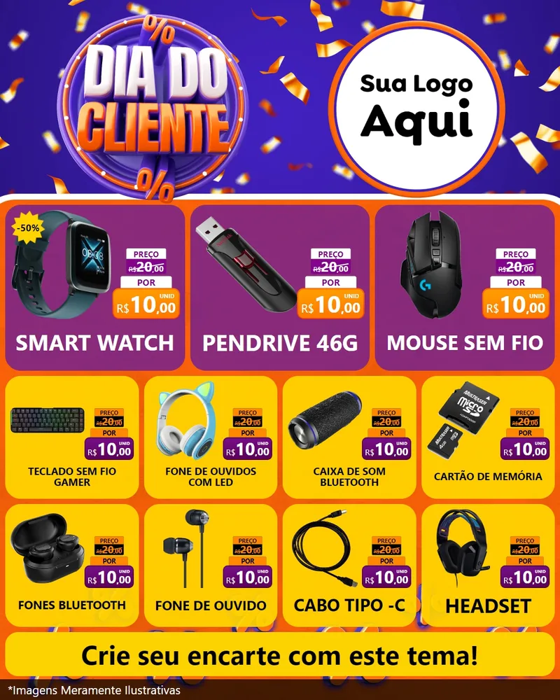 Modelo de Rede Social para Feed Instagram com o tema Dia do Cliente para Informática