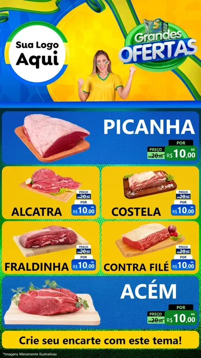 Modelo de TV para TV Vertical com o tema Grandes Ofertas para Açougue