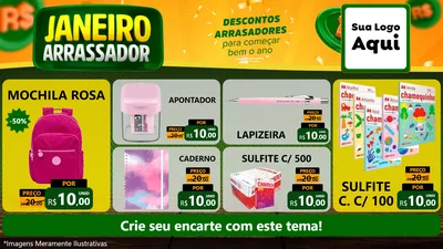 Modelo de TV para TV Horizontal com o tema Janeiro Arrasador para Papelaria