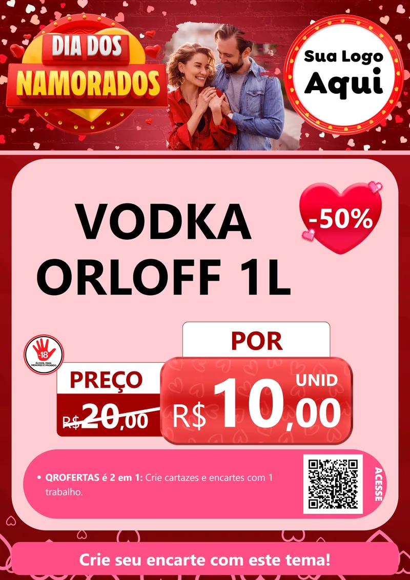 Modelo de Cartaz para Cartaz A4 Vertical com o tema Dia Dos Namorados para Distribuidora de bebidas