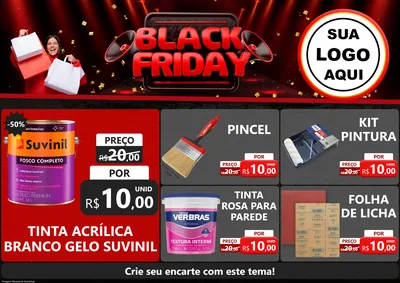 Modelo de Encarte para Encarte A4 Horizontal com o tema Black Friday para Tintas e Ferramentas