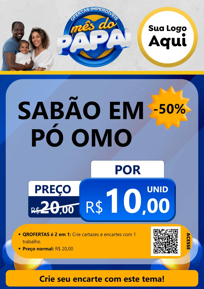 Modelo de Cartaz para Cartaz A4 Vertical com o tema Ofertas Imperdíveis Mês Do Papai para Produtos de Limpeza