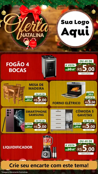 Modelo de TV para TV Vertical com o tema Ofertas Natalina para Móveis e Eletro