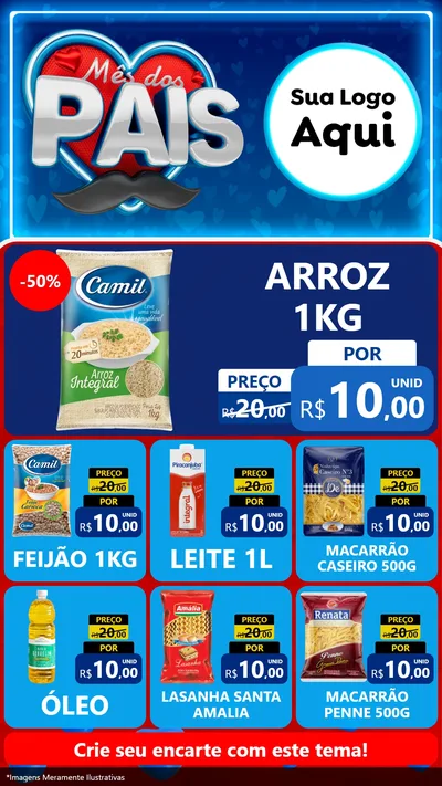 Modelo de Rede Social para Stories com o tema Mês Dos Pais para Supermercado