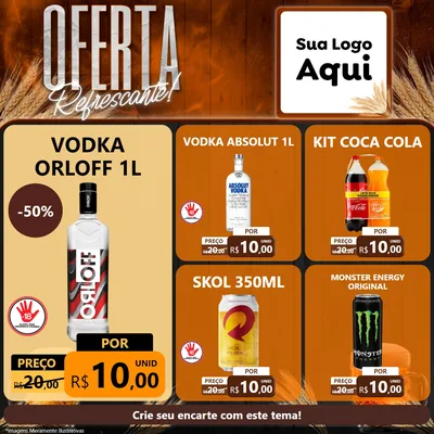 Modelo de Rede Social para Feed Facebook com o tema Oferta Refrescante! para Distribuidora de bebidas