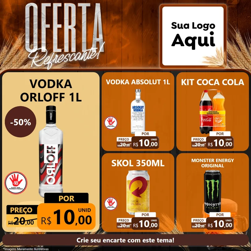 Modelo de Rede Social para Feed Facebook com o tema Oferta Refrescante! para Distribuidora de bebidas