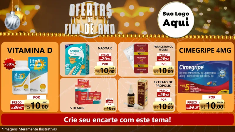 Modelo de TV para TV Horizontal com o tema Ofertas de Fim de Ano para Farmácia