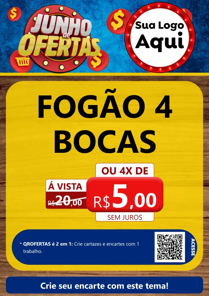 Modelo de Cartaz para Cartaz A4 Vertical com o tema Junho de Ofertas para Móveis e Eletro