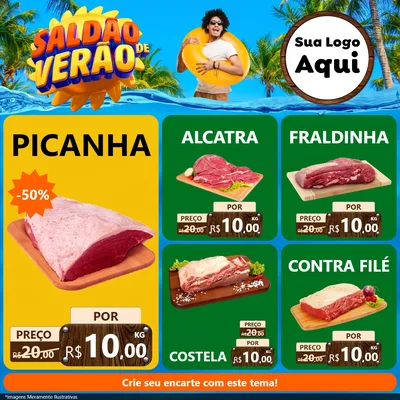 Modelo de Rede Social para Feed Facebook com o tema Saldão de Verão para Açougue