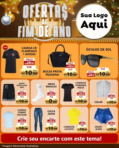 Modelo de Rede Social para Feed Instagram com o tema Ofertas de Fim de Ano para Roupas e acessórios