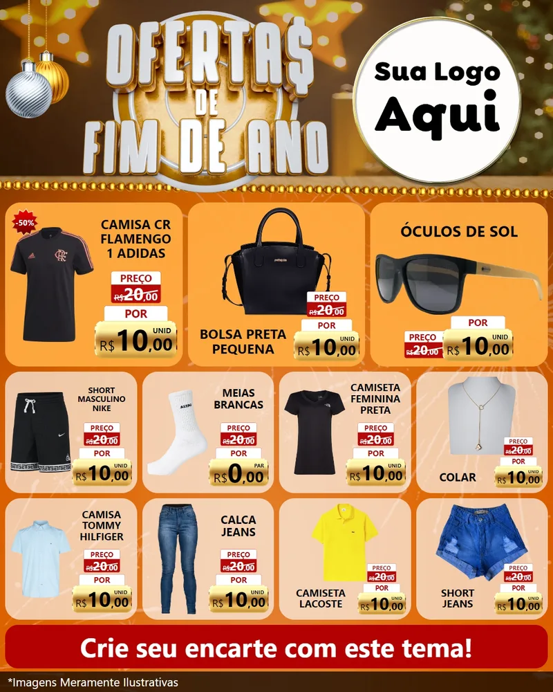 Modelo de Rede Social para Feed Instagram com o tema Ofertas de Fim de Ano para Roupas e acessórios