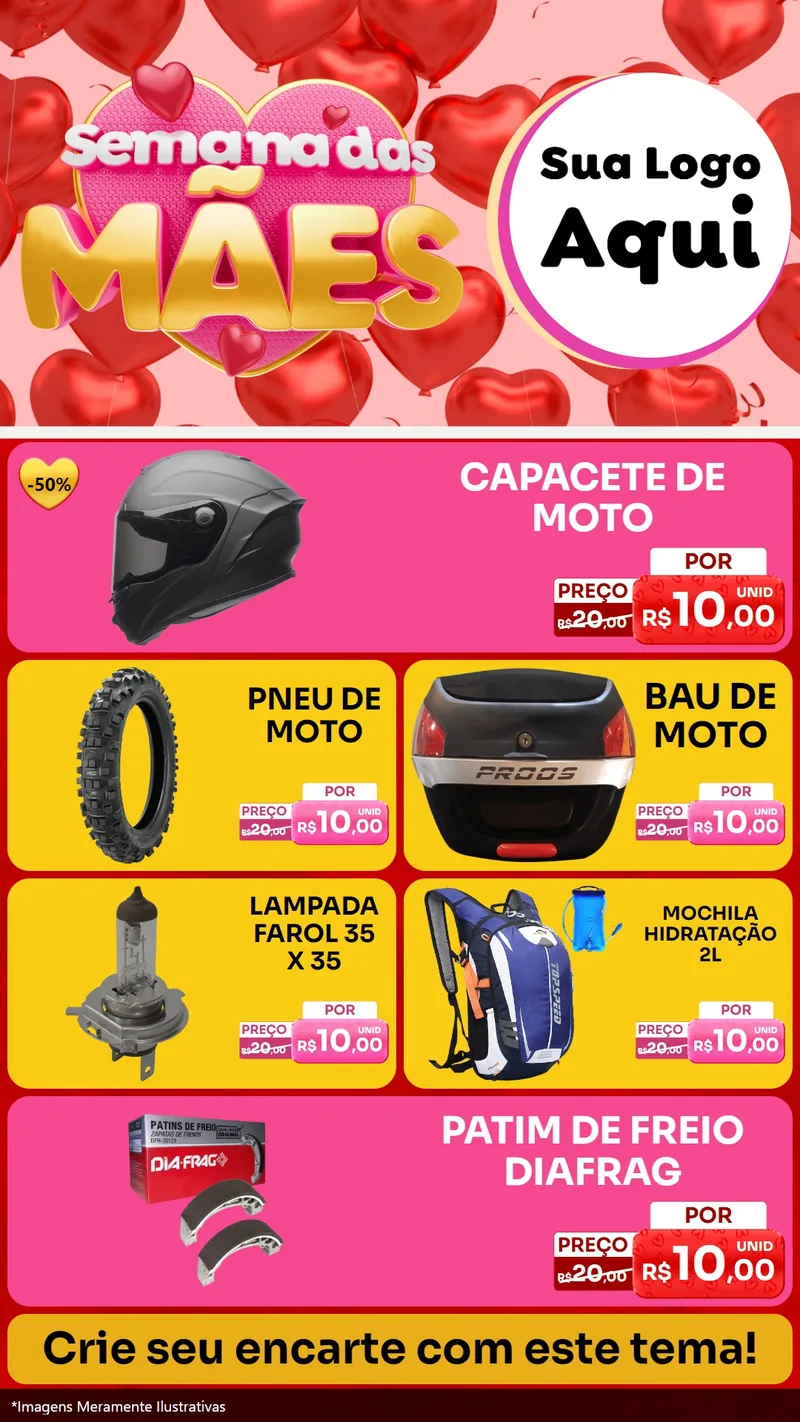 Modelo de TV para TV Vertical com o tema Semana Das Mães para Moto peças