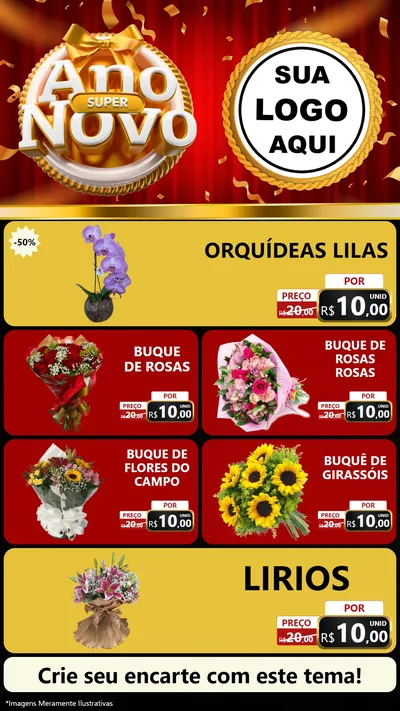 Modelo de TV para TV Vertical com o tema Super Ano Novo para Floricultura e jardim
