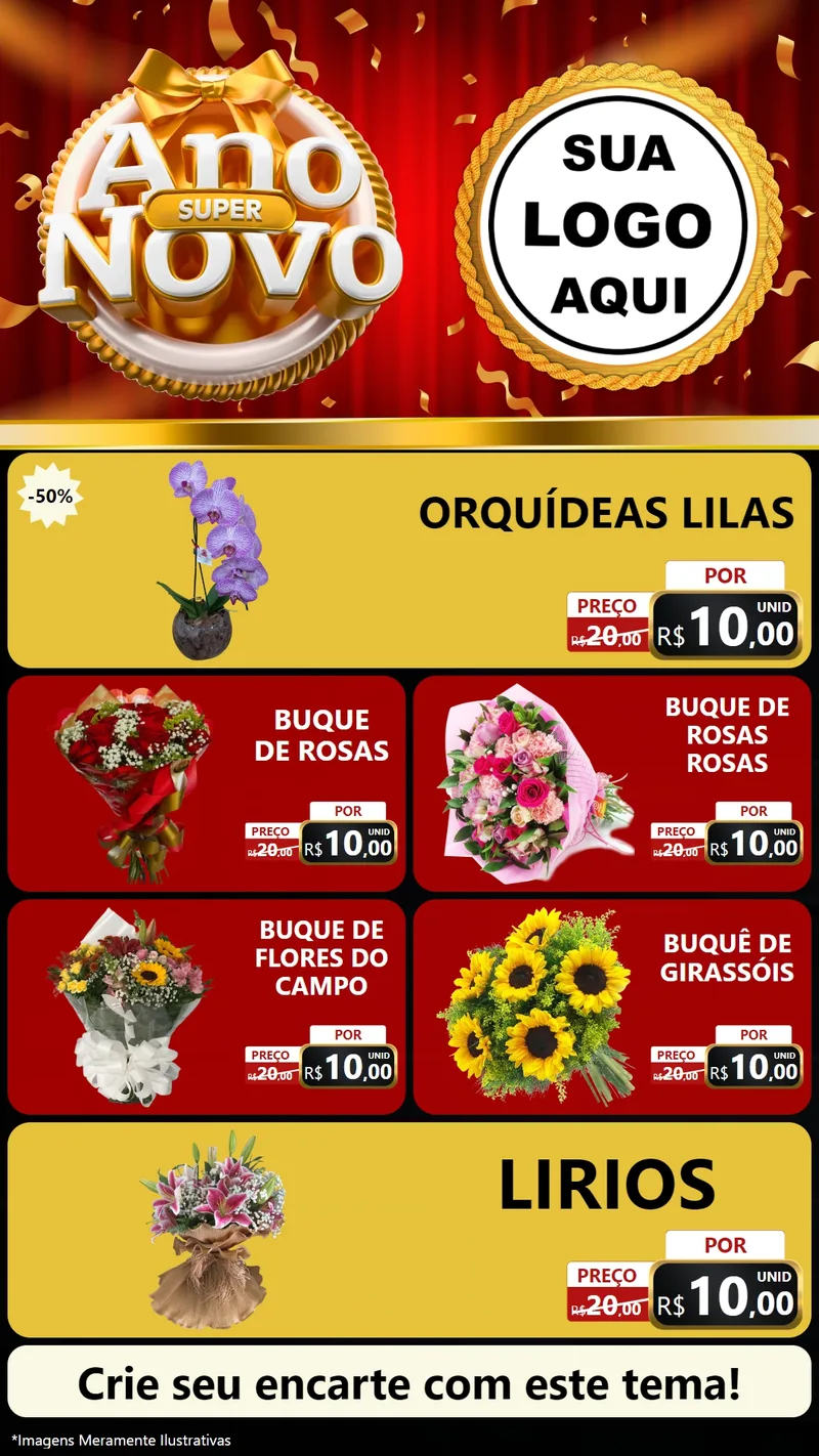 Modelo de TV para TV Vertical com o tema Super Ano Novo para Floricultura e jardim