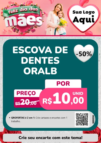 Modelo de Cartaz para Cartaz A4 Vertical com o tema Feliz Dia das Mães para Higiene Pessoal