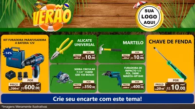 Modelo de TV para TV Horizontal com o tema Verão para Maquinas e Ferramentas