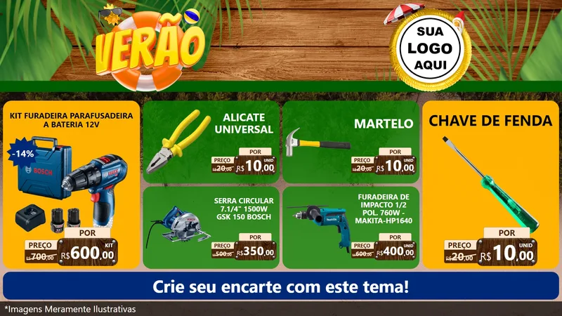 Modelo de TV para TV Horizontal com o tema Verão para Maquinas e Ferramentas