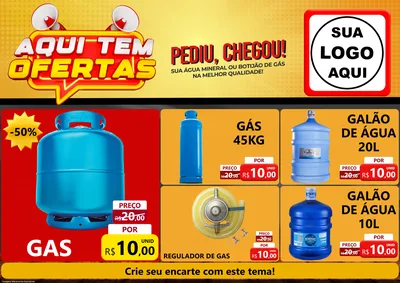 Modelo de Encarte para Encarte A4 Horizontal com o tema Aqui Tem Ofertas para Água e gás